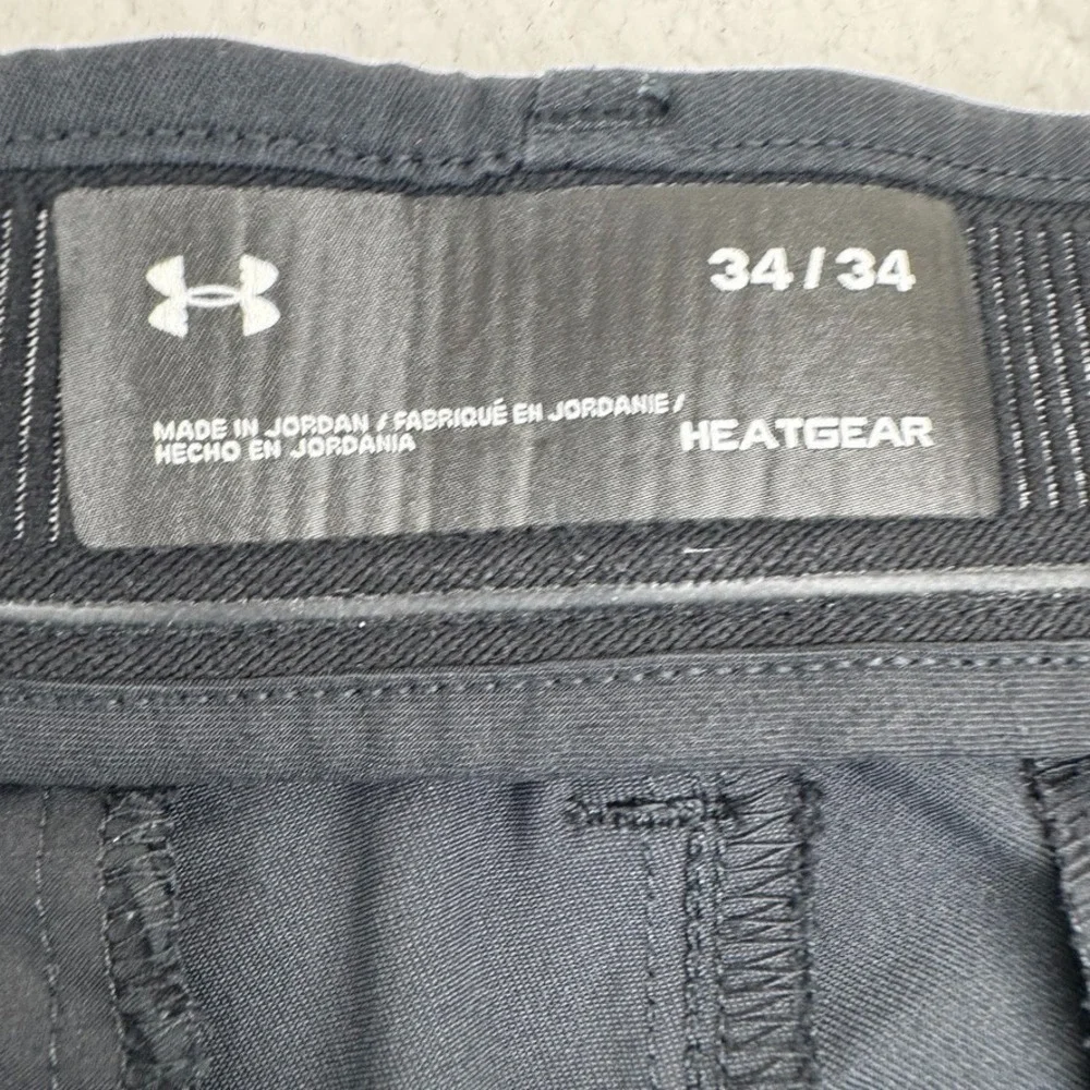 Under Armour Golf Pants Mens 34x34 (Fits 34x32) Black Heatgear Stretch Tapered